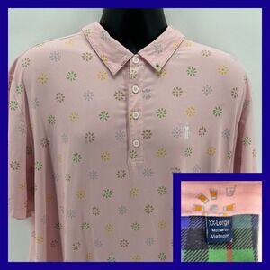 William Murray Golf Mens XX Large Pink Floral Print Short Sleeve Polo Shirt